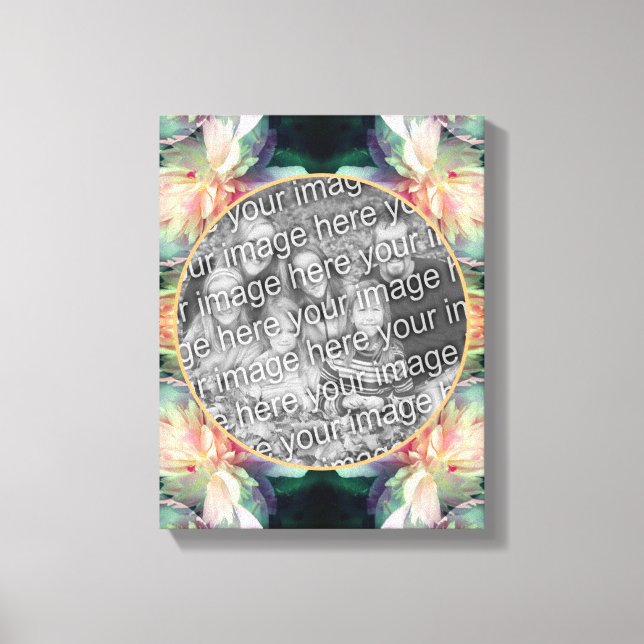 Pink Peony Flowers Frame Create Your Own Photo Canvas Print (Front)