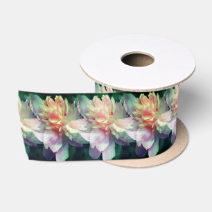 Pink Peony Flowers Multiplied Satin Ribbon