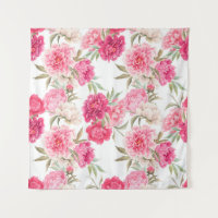 Pink peony flowers seamless pattern