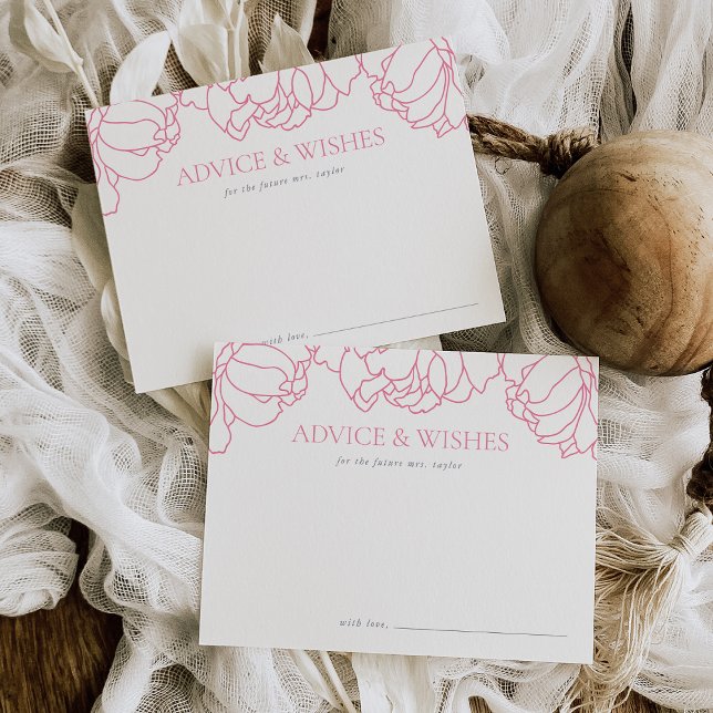 Pink | Peony Garden Bridal Shower Advice Card (Creator Uploaded)