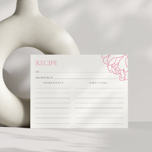 Pink Peony Garden Bridal Shower Recipe Card