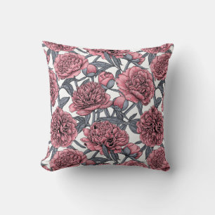 Pink peony garden cushion