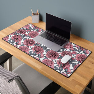 Pink peony garden desk mat