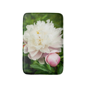 Pink Peony Garden Flowers Bath Mat