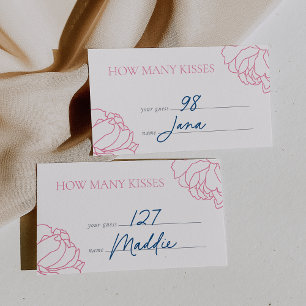 Pink Peony Garden "How Many Kisses" Guess Card