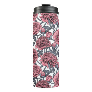 Pink peony garden thermal tumbler
