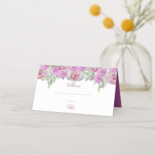 Pink Peony Greenery Reception Place Card