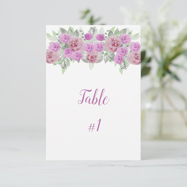 Pink Peony Greenery Reception Table Card (Standing Front)