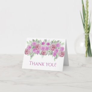 Pink Peony Greenery Wedding Thank You Cards