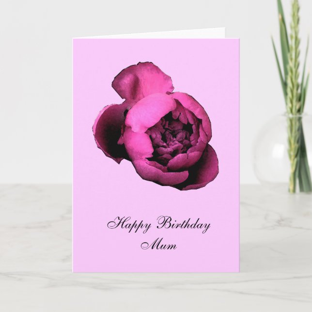 Pink Peony Happy Birthday Card (Front)