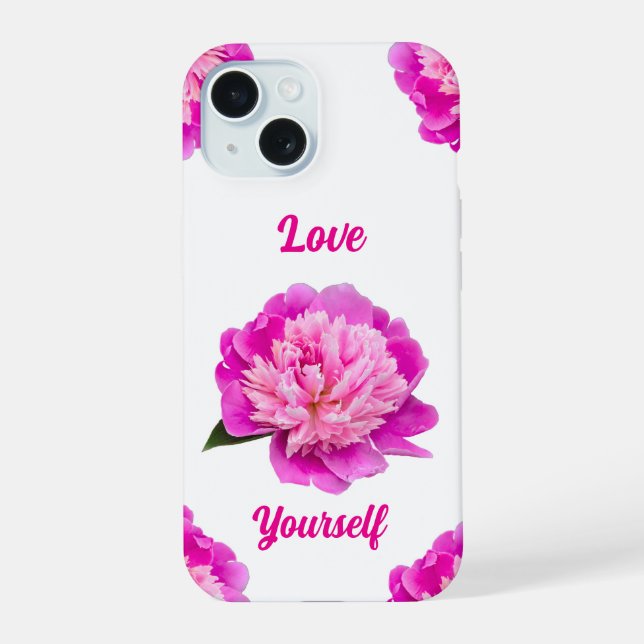 Pink Peony Love Yourself Phone Case (Back)