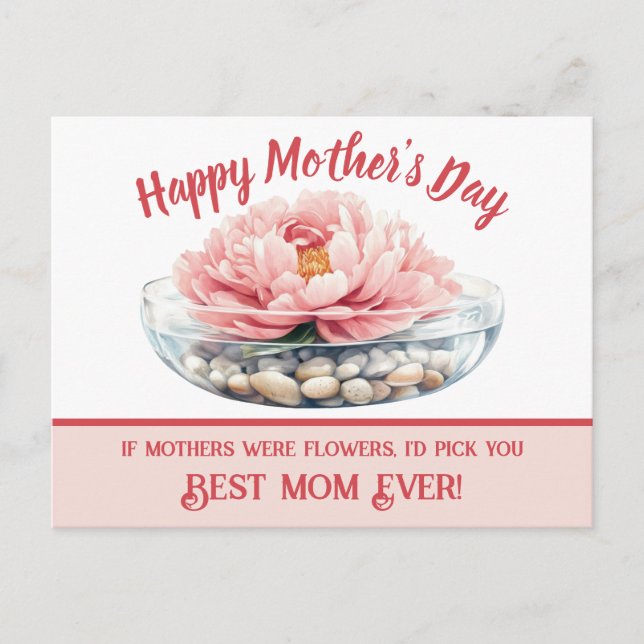 Pink Peony Mother's Day Postcard (Front)