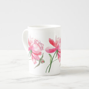 Pink Peony Mug Cup Bone China