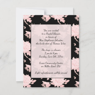Pink Peony on Black invitation vintage feel