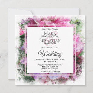 *~* Pink Peony Painting Artistic AR1 Wedding Invit Invitation