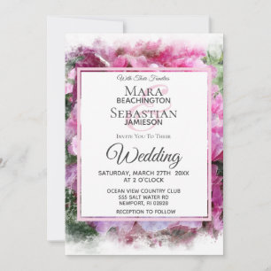 *~* Pink Peony Painting  Artistic Wedding AR1 Invi Invitation