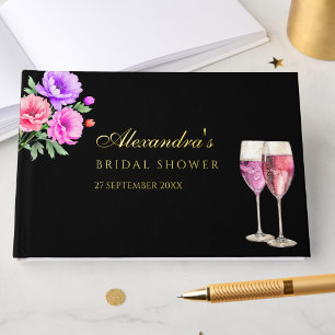 Pink Peony Petals and Prosecco Bridal Shower Guest Book