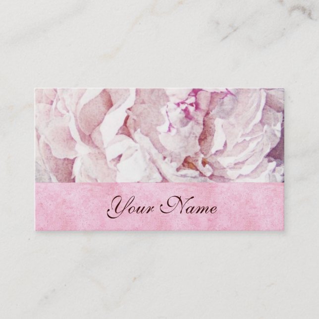 pink peony petals business card template (Front)