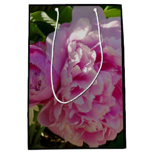 Pink Peony photo cottage farmhouse floral garden Medium Gift Bag