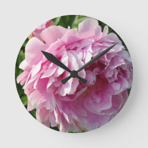 Pink Peony photo cottage farmhouse floral garden Round Clock