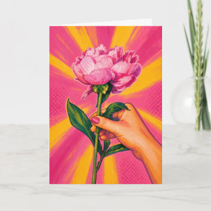 Pink Peony Popart Stationery Card
