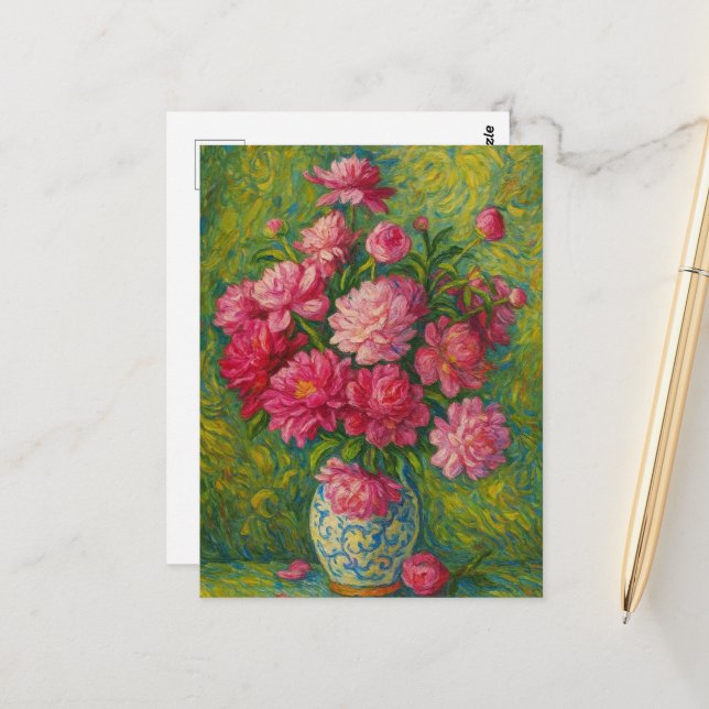 Pink Peony Postcard (Front/Back In Situ)