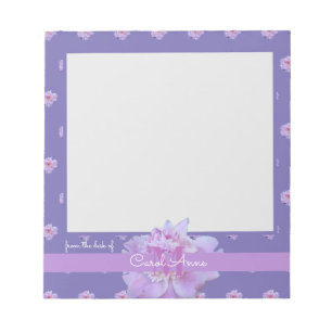 Pink Peony Purple Monogram Floral Notepad