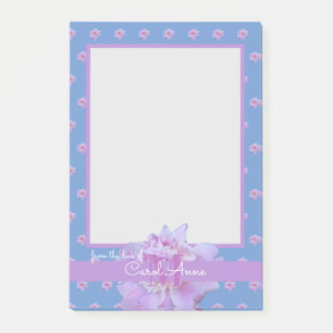 Pink Peony Purple Monogram Floral Sky Blue Post-it Notes