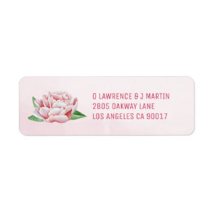 Pink Peony Return Address Labels
