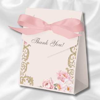 Pink Peony Rococo Vintage Floral Baby Shower Favour Box
