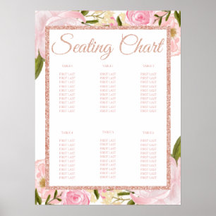 Pink Peony Rose Gold Baby Shower Seating Chart