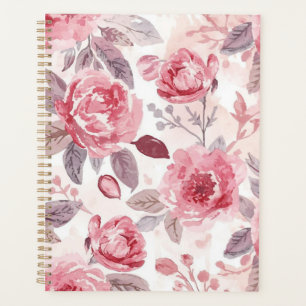 Pink Peony Rose Watercolor Floral Garden Planner