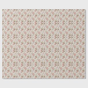 Pink Peony & Sage Botanical Floral Pattern Artwork Wrapping Paper