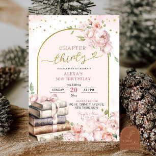 Pink Peony Storybook Woman 30th Birthday Invitation