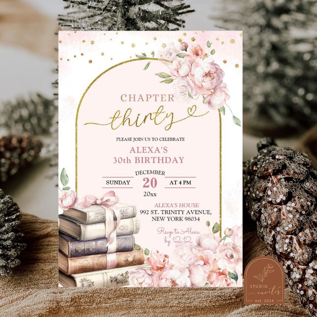 Pink Peony Storybook Woman 30th Birthday Invitation (Creator Uploaded)