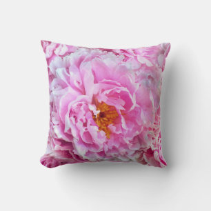Pink Peony Summer Floral Bouquet Cushion