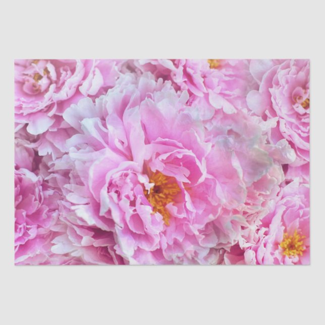 Pink Peony Summer Floral Bouquet Tissue Paper (Front)