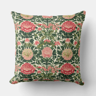 Pink Peony Symmetrical Floral Pattern Cushion