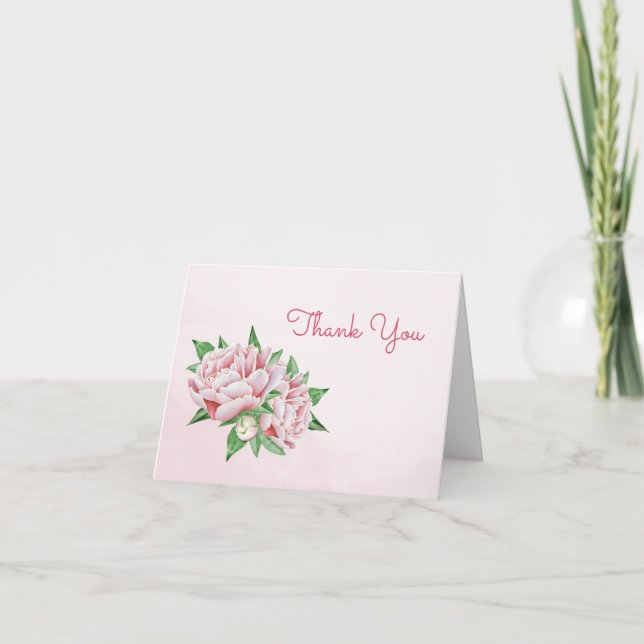 Pink Peony Thank You Card (Front)