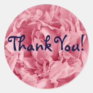 Pink Peony, Thank You! Classic Round Sticker