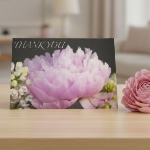 Pink Peony Thank You Floral Elegant Botanical  Card