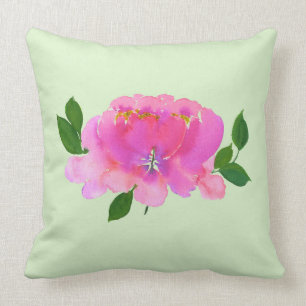Pink Peony Throw Pillow