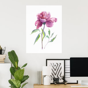 Pink Peony Watercolor – Botanical Floral Poster