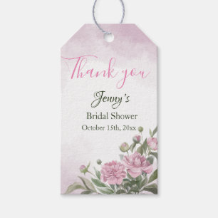 Pink Peony Watercolor Bridal Shower Gift Tags