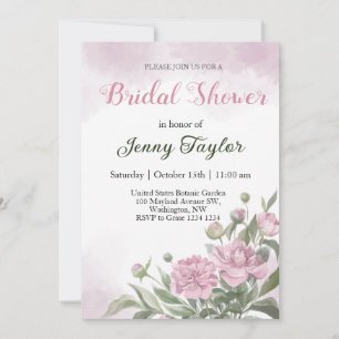Pink Peony Watercolor Bridal Shower Invitation