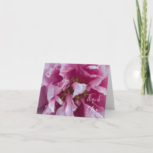 Pink Peony Wedding Bridesmaid Thank You Card (Front)