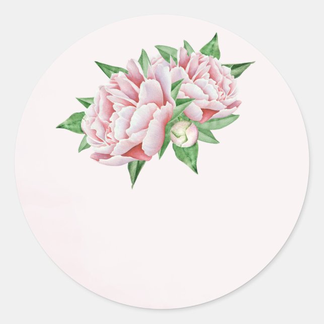 Pink Peony Wedding Favour Stickers (Front)