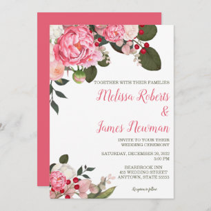 Pink Peony Wedding Invitation