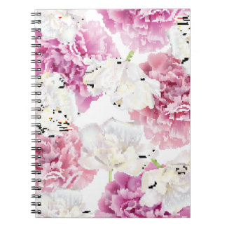 Pink Peony White Tulip Vintage Notebook