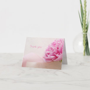 Pink peony with ribbon thank you card